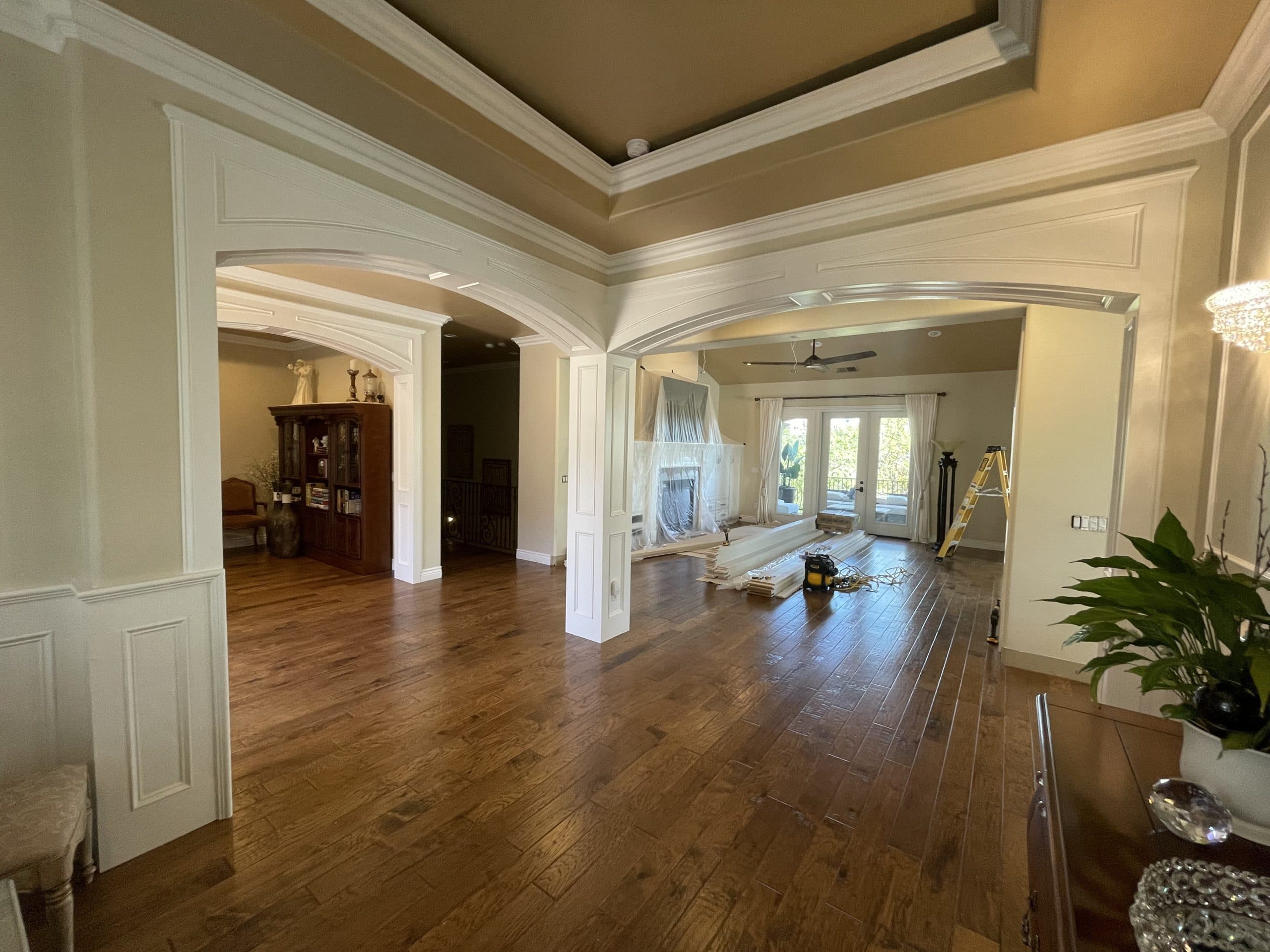 Finish carpentry with baseboard and crown Sacramento by Parrish Construction